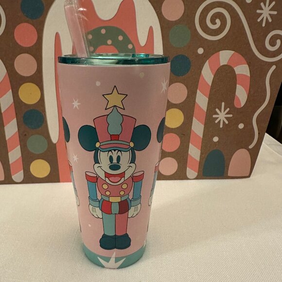 New 2025 Mickey Mouse Pink Nutcracker Christmas Tumbler with straw - Picture 4 of 7